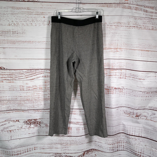 Giorgio Armani Black White Herringbone Wool Blend Trousers Pants - Size 44US