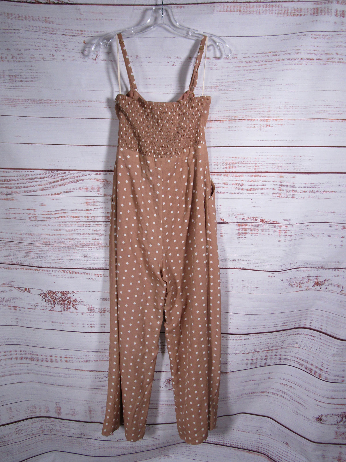 The Jetset Diaries High Hopes Women's Dusty Rose Polka Dot Jumpsuit Size S