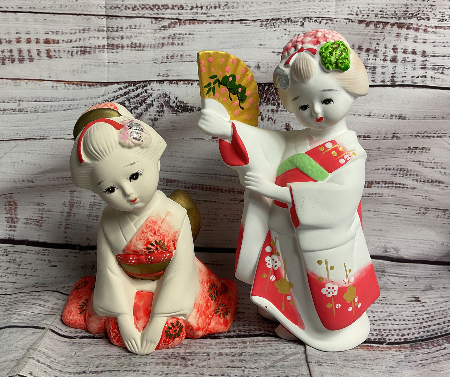 Vintage Geisha Japanese Kyoto Doll Figurines Set of 2