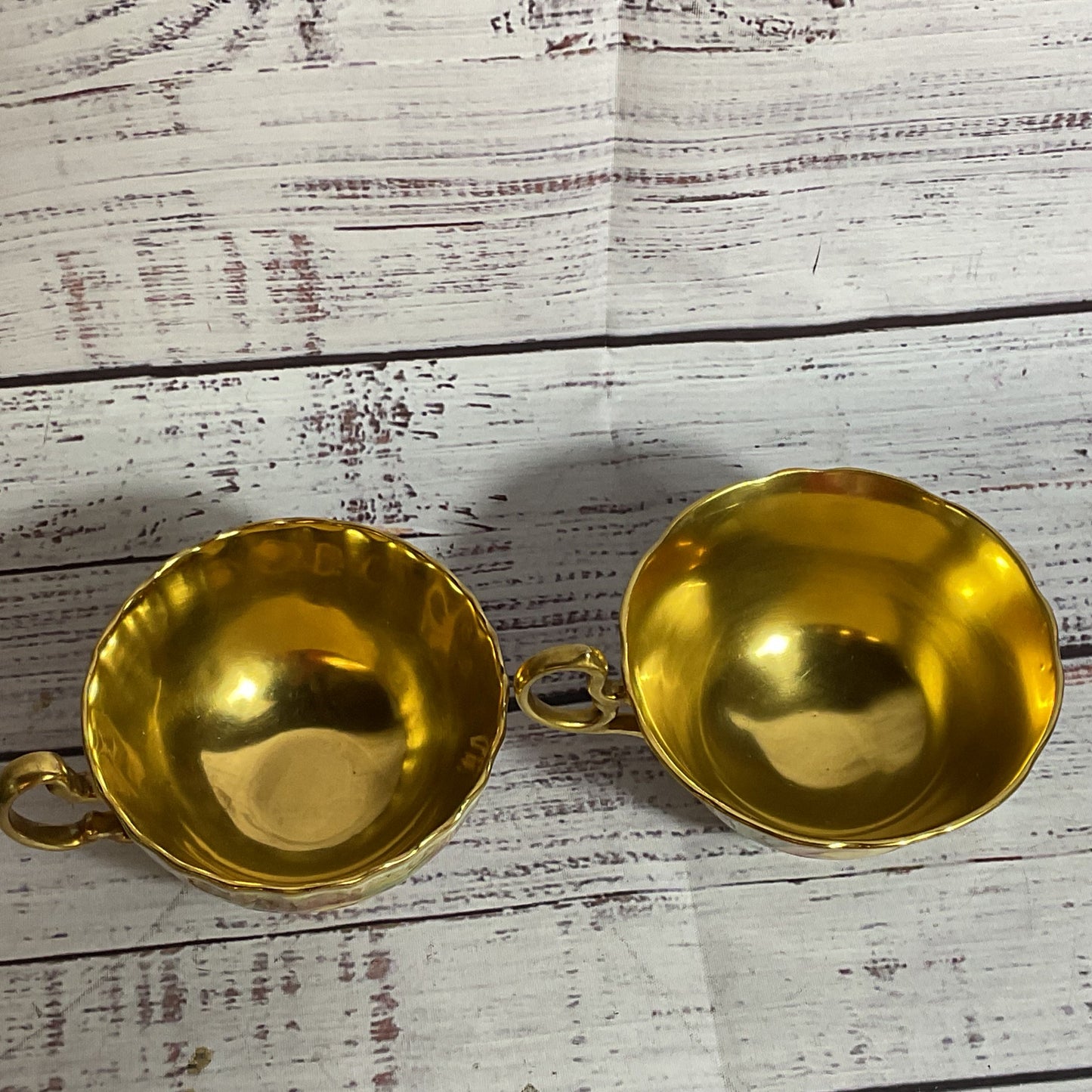 Set of 2 VTG./ANTIQUE ANSLEY England Bone China Orchard Gold Teacups