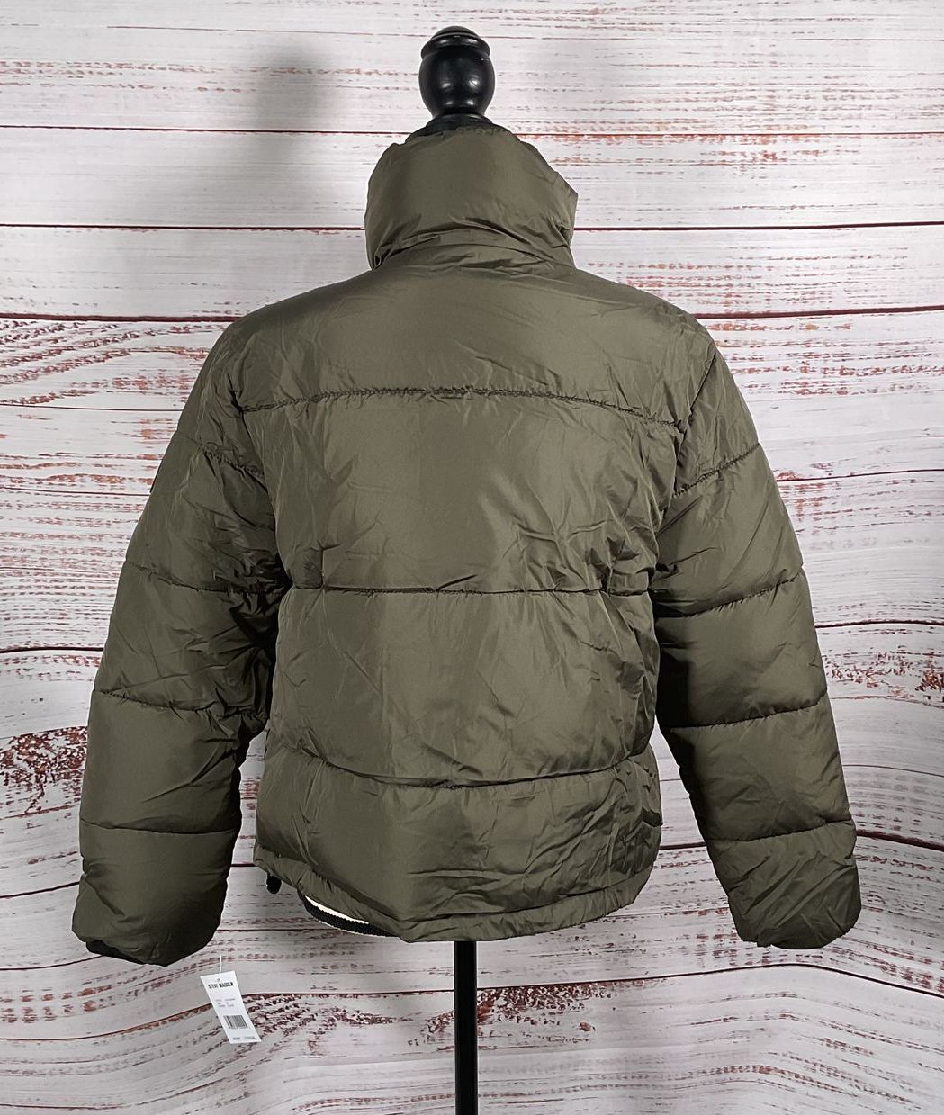 Steve Madden Cropped Puffer Jacket Green M