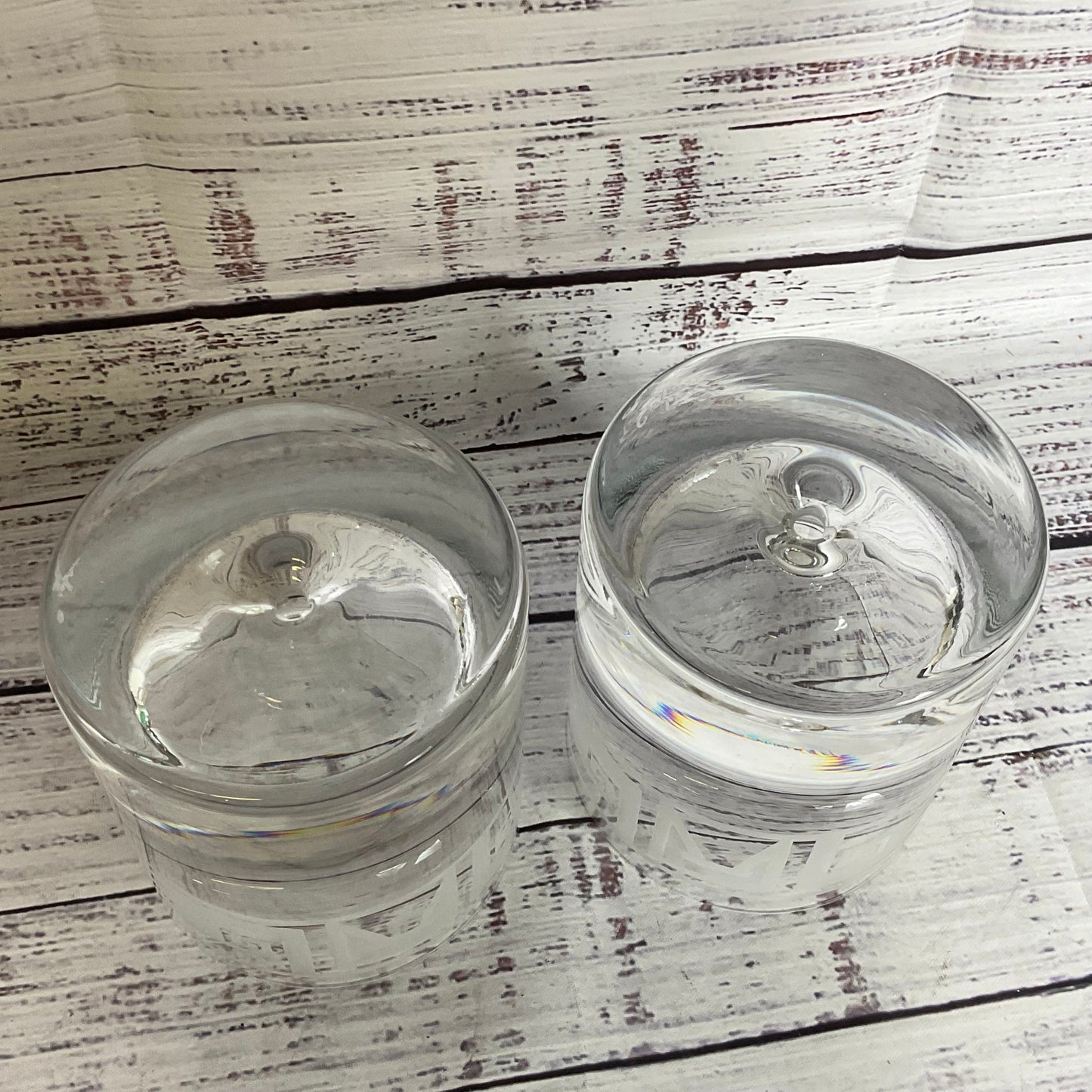 Set of 2 PERRY COYLE Etched Lowball Glassware