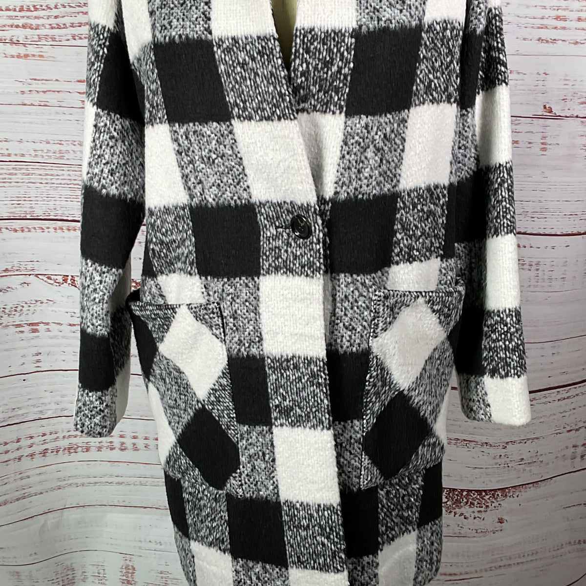 NWT SANCTUARY Women's Black/White Plaid One Button Jacket- SZ S