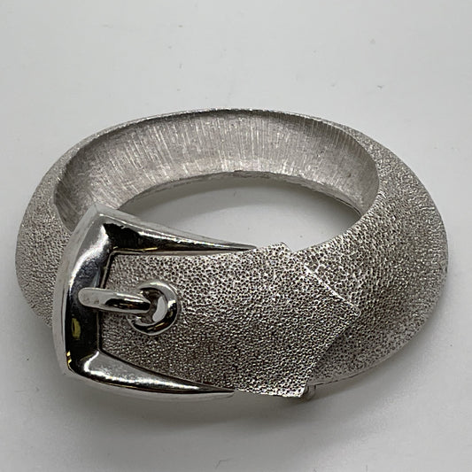 TRIFARI Silver Tone Textured Belt Brooch- 1.75"
