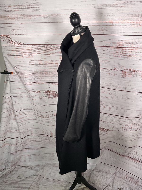 All Saints Hyde Monument Coat With Faux Leather Sleeves Women's Size 0 Wool