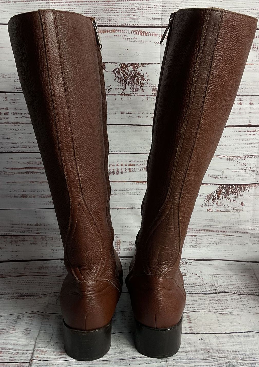 Jil Sander Leather Lace Up Knee High Boots Brown 39