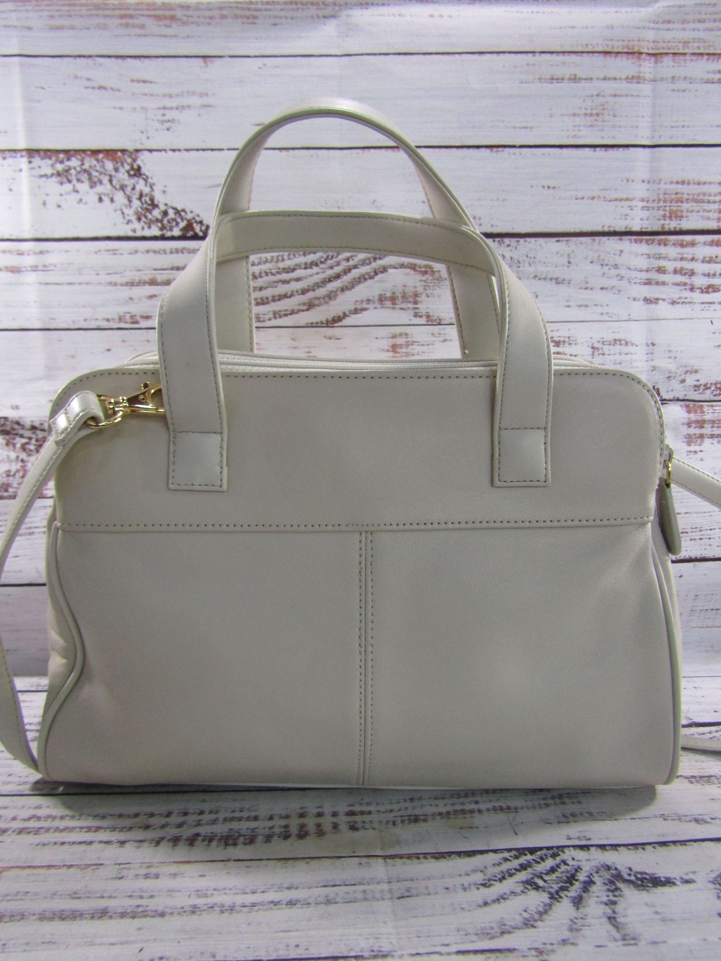 Giani Bernini Women's Off White Leather Shoulder Bag