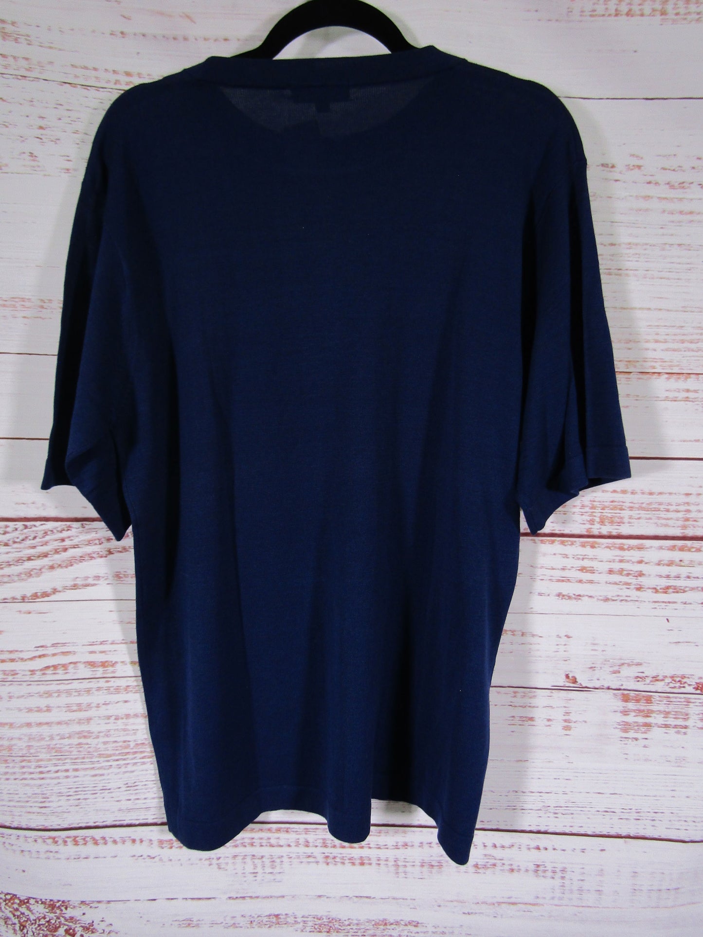 Elevee Men's Navy Blue Silk Blend Short Sleeve T-Shirt Size L