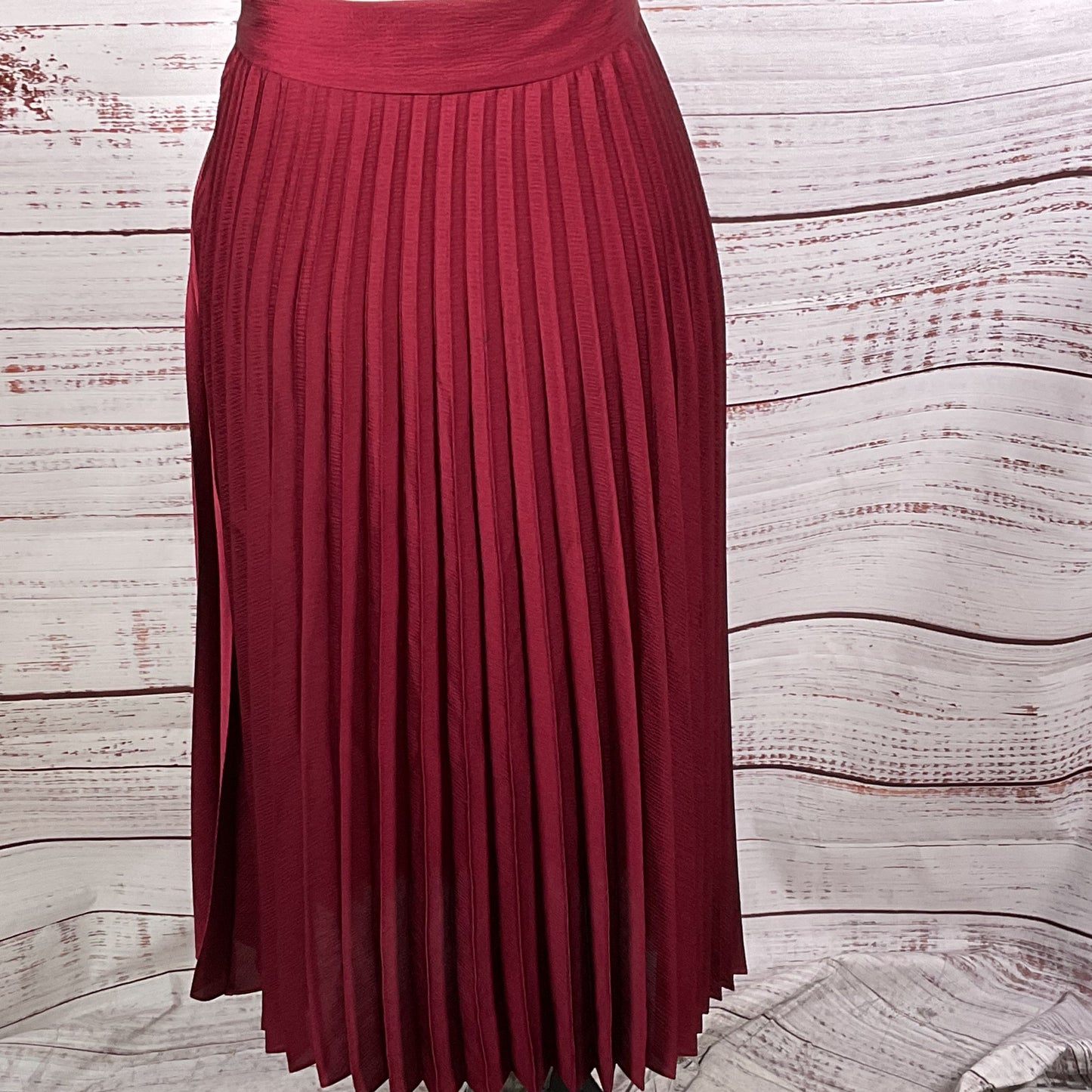 SEZANE Women's Burgundy Pleated Long Skirt- SZ 36