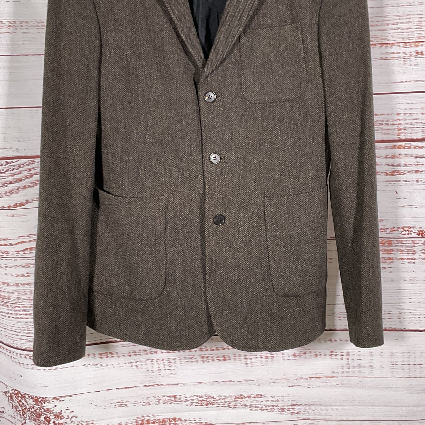 ALL SAINTS Men's Brown Herringbone Blazer Jacket- SEE MEASUREMENTS