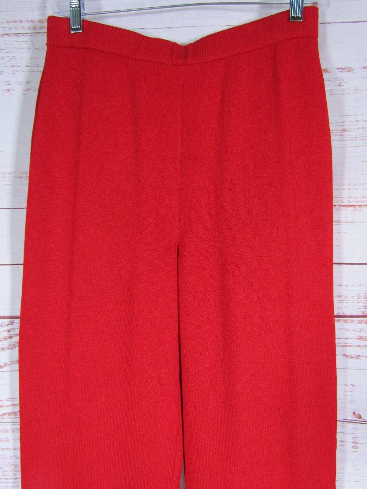 St. John Women's Red Wool Blend Knit Straight Leg Pants Size 10 Made in The USA