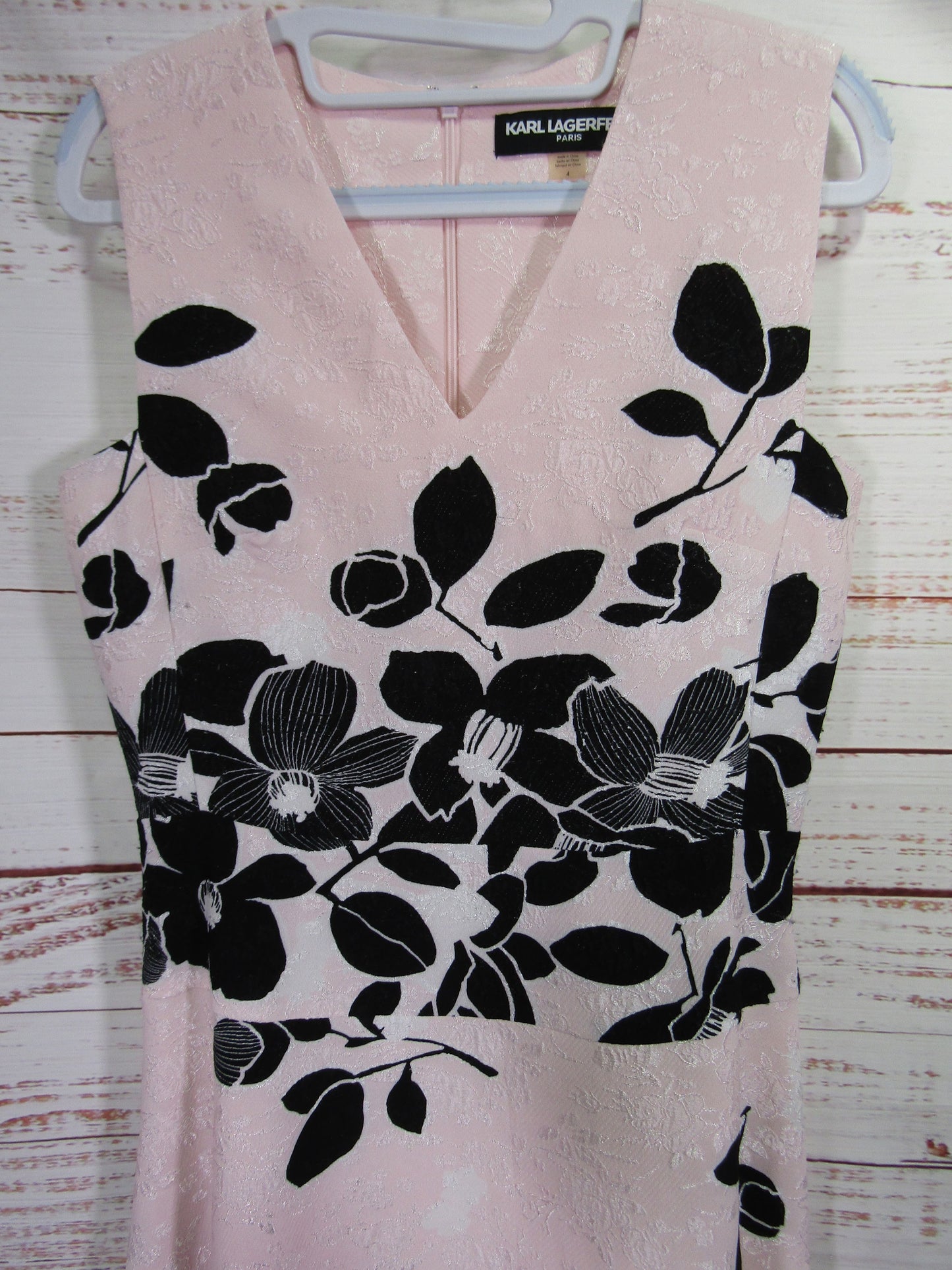 Karl Lagerfeld Women's Pink Black Floral Sleeveless Dress Size 4