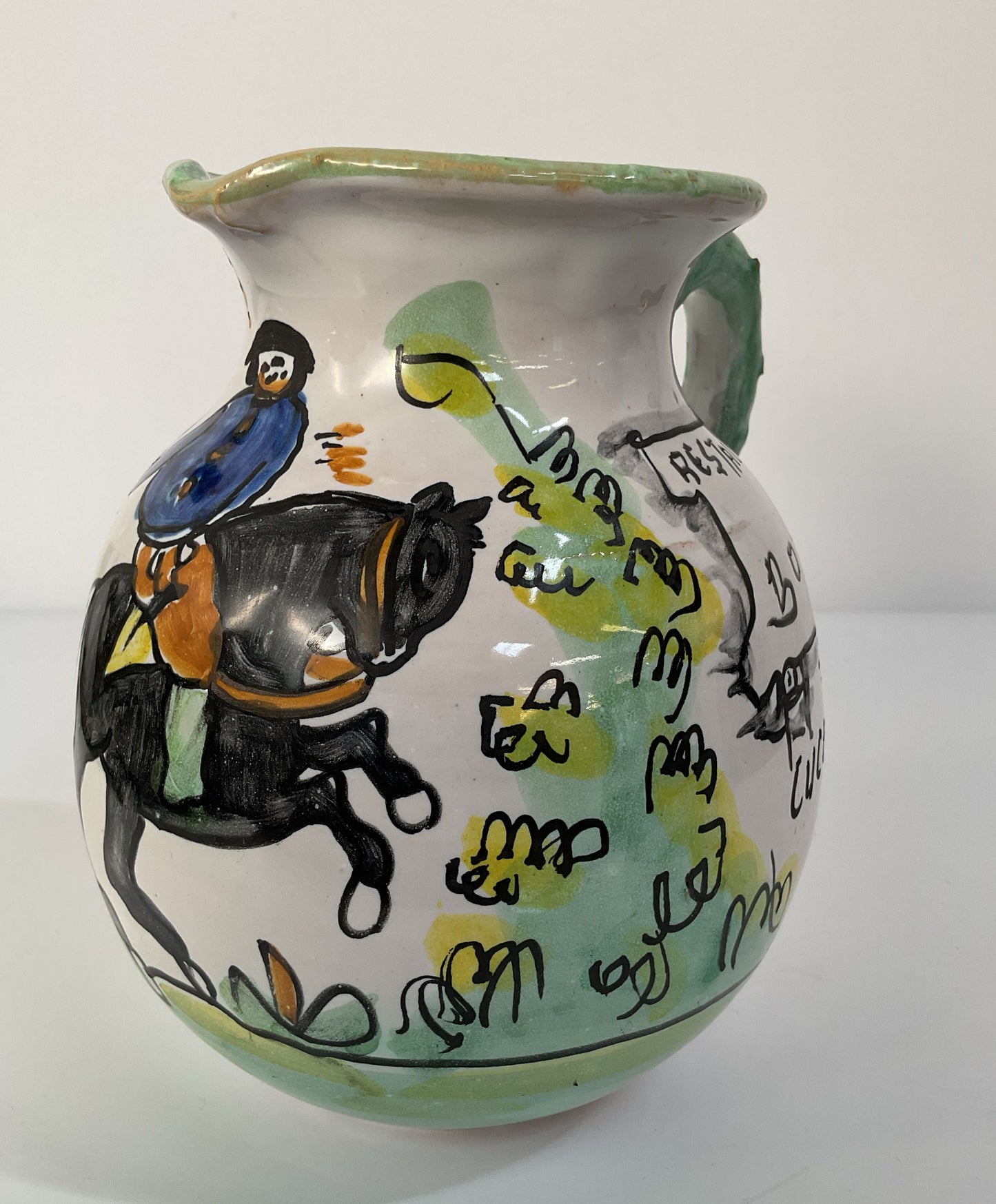Vintage Santa Fe Puente Pottery Restaurante Botin Handcrafted Ceramic Pitcher