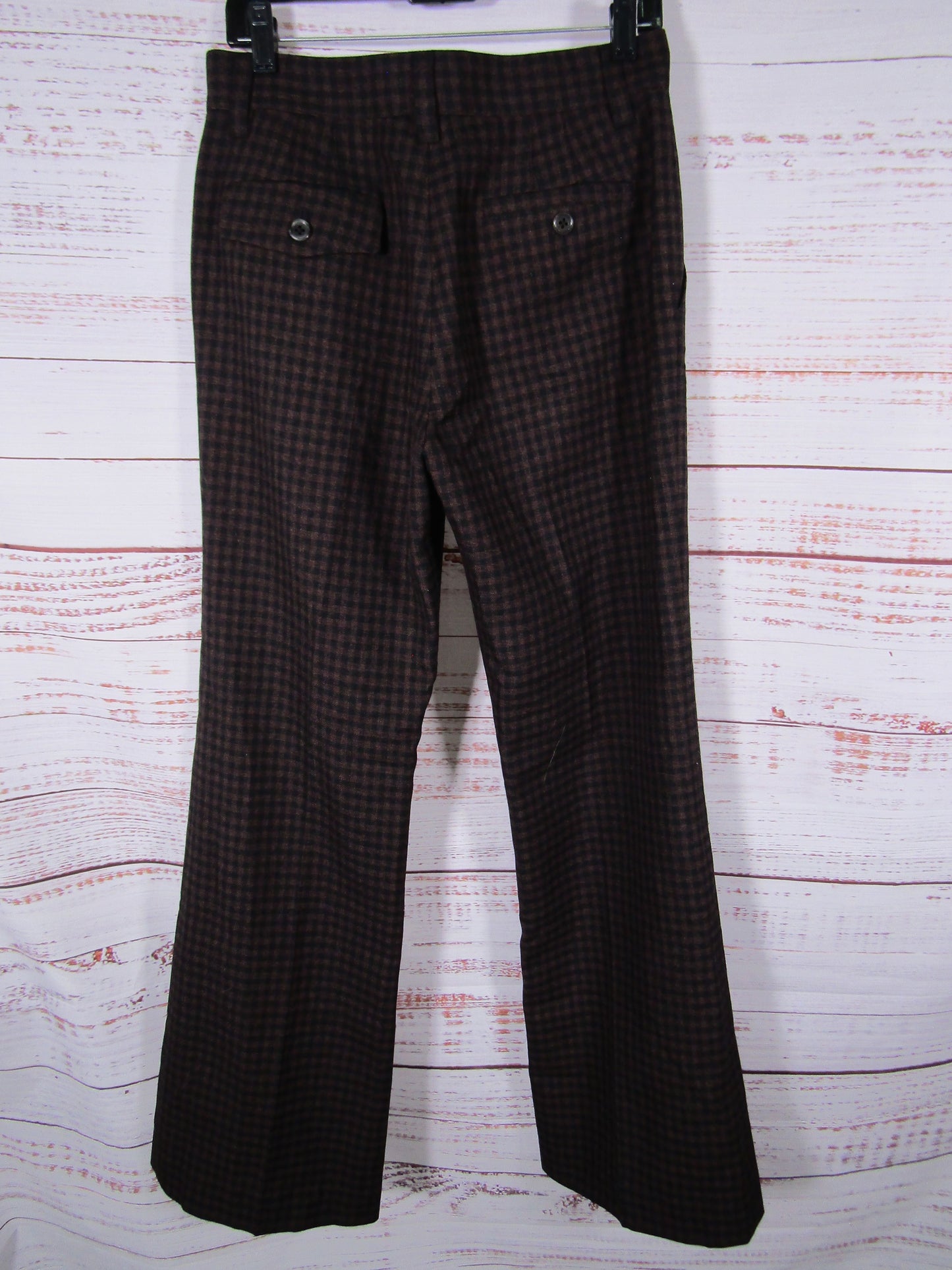 Marc Jacobs Women's Brown Wool Gingham Trouser Pants Size 4 Made in The U.S.A.