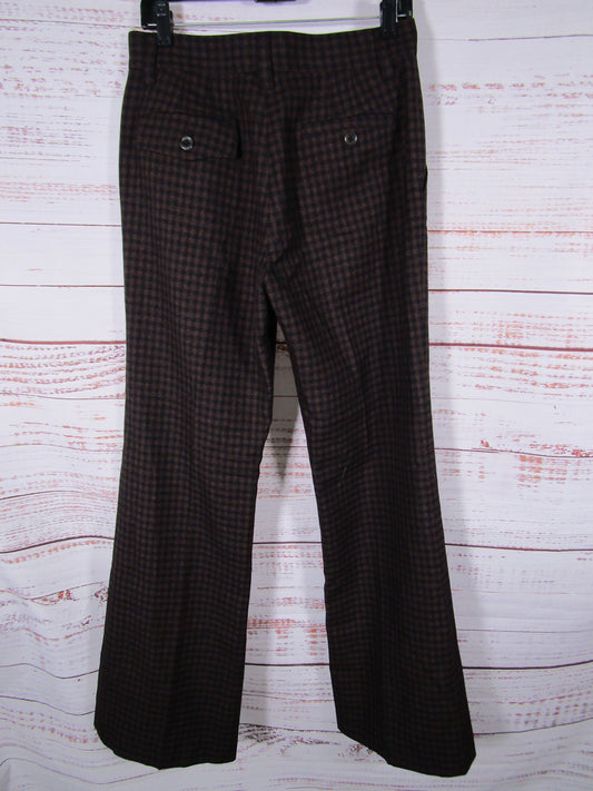Marc Jacobs Women's Brown Wool Gingham Trouser Pants Size 4 Made in The U.S.A.