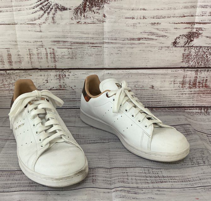 Women's adidas Originals Stan Smith sneakers with tortoise detail in white Sz 9