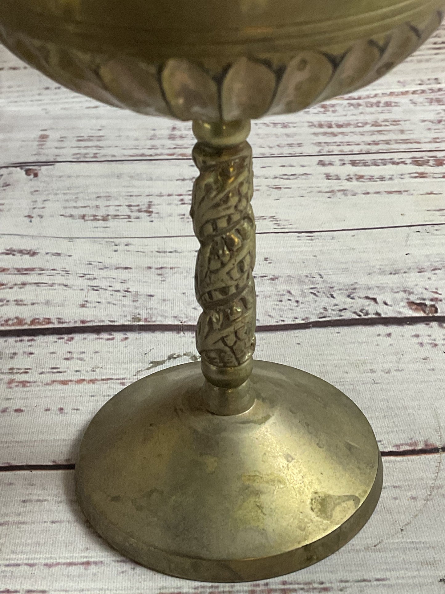 Vintage Brass Floral Goblet Cup Made In India