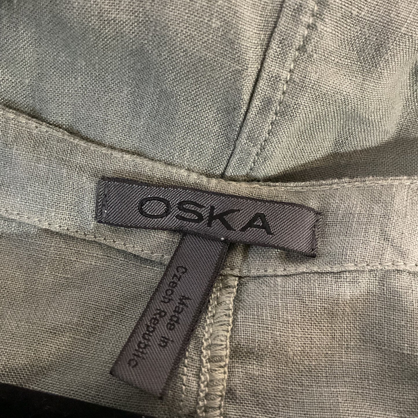 Oska Green Linen Long Sleeve Poncho Style Blouse Top Shirt - Size 2