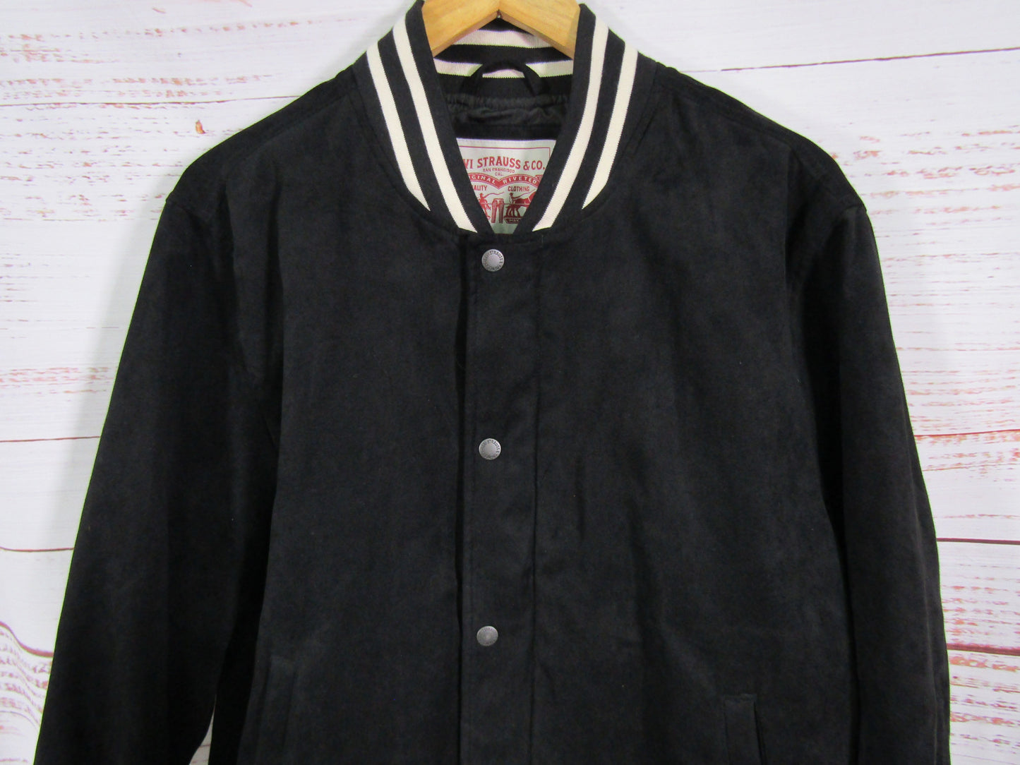 Levi's Men's Black Faux Suede Varsity Jacket Monogrammed AGR Size M