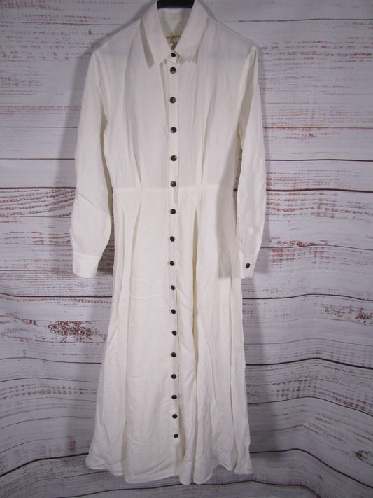 Mara Hoffman Michelle Women's White Linen Blend Button Down Midi Dress