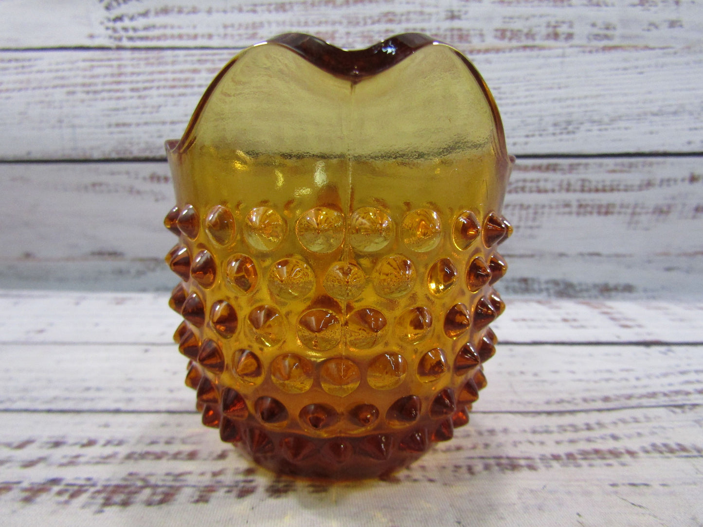 Vintage L.E. Smith Hobnail Amber Glass Creamer & Sugar Bowl