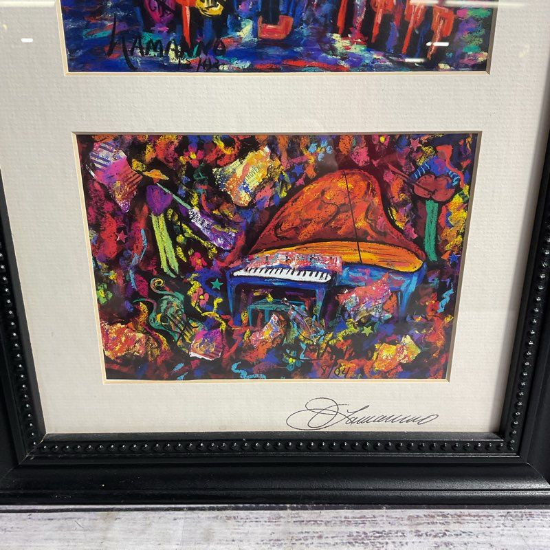 Jazz Orchestra Triptych Print by Joseph Lamanno Signed, Matted & Framed 22"