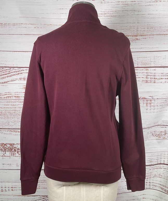 Lacoste Zipped High Neck Cotton Sweater Burgundy L