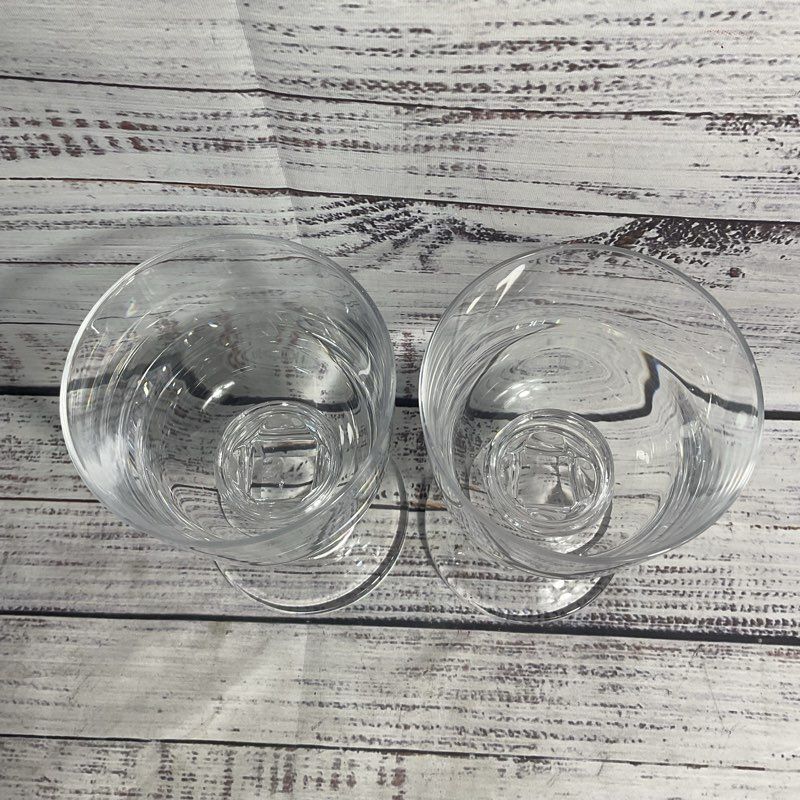 Dansk Pair Of Carla 7 In. Square Stem 8 Crystal Wine Glasses