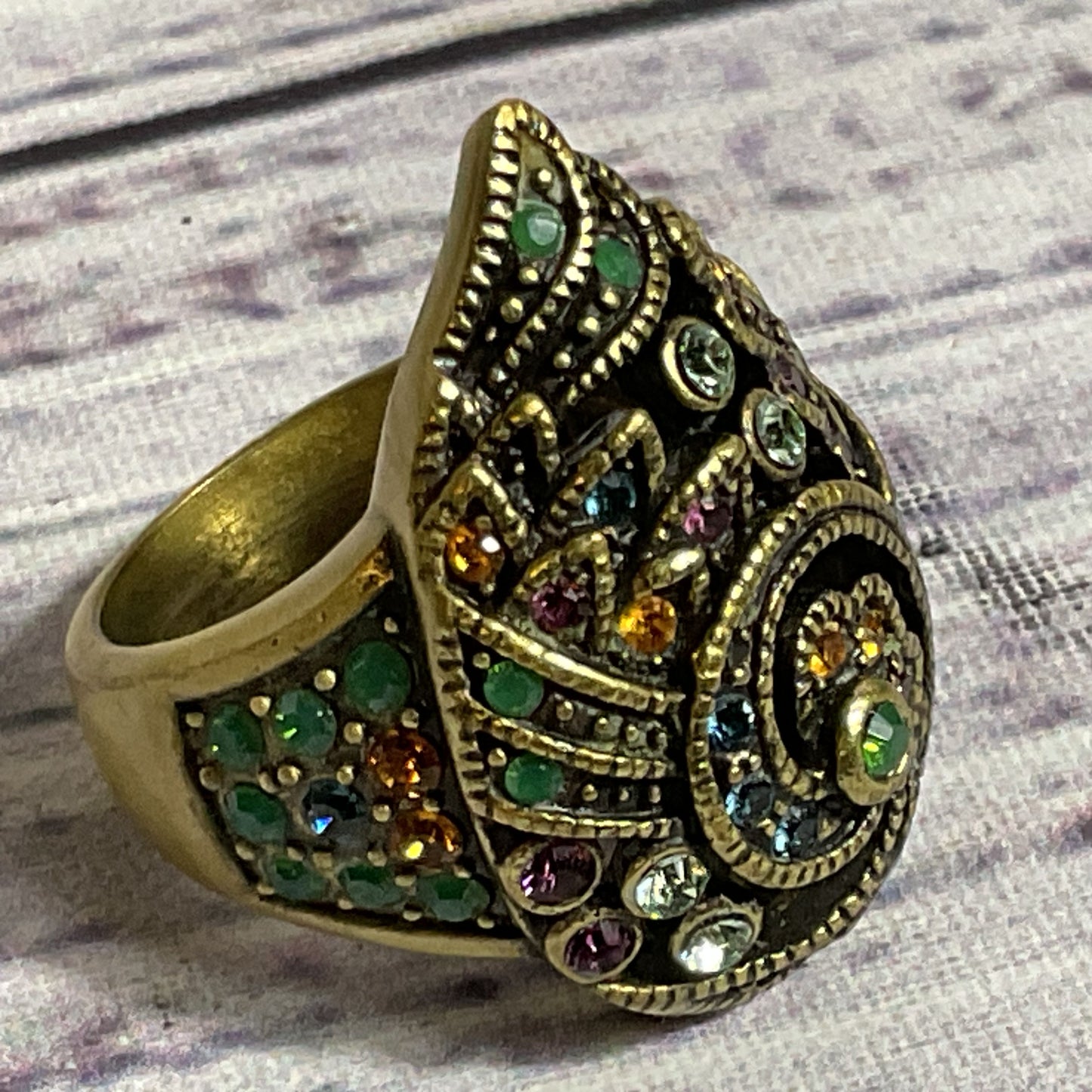 HEIDI DAUS Bronze & Multi Color Rhinestone SZ 5.25 Ring