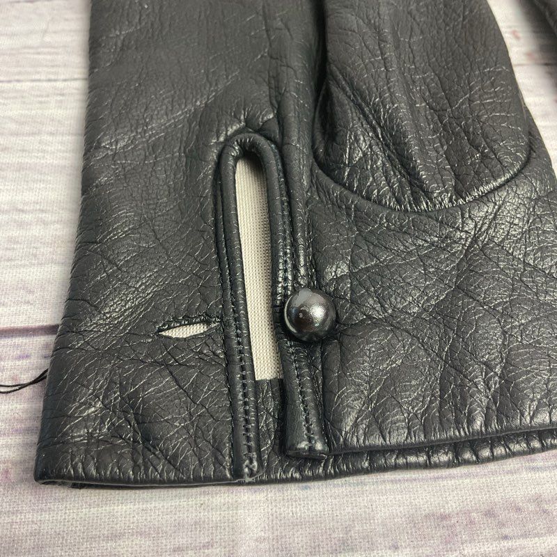 Vintage Henri Bendel Black Leather Silk Lined Driving Gloves - Size 7