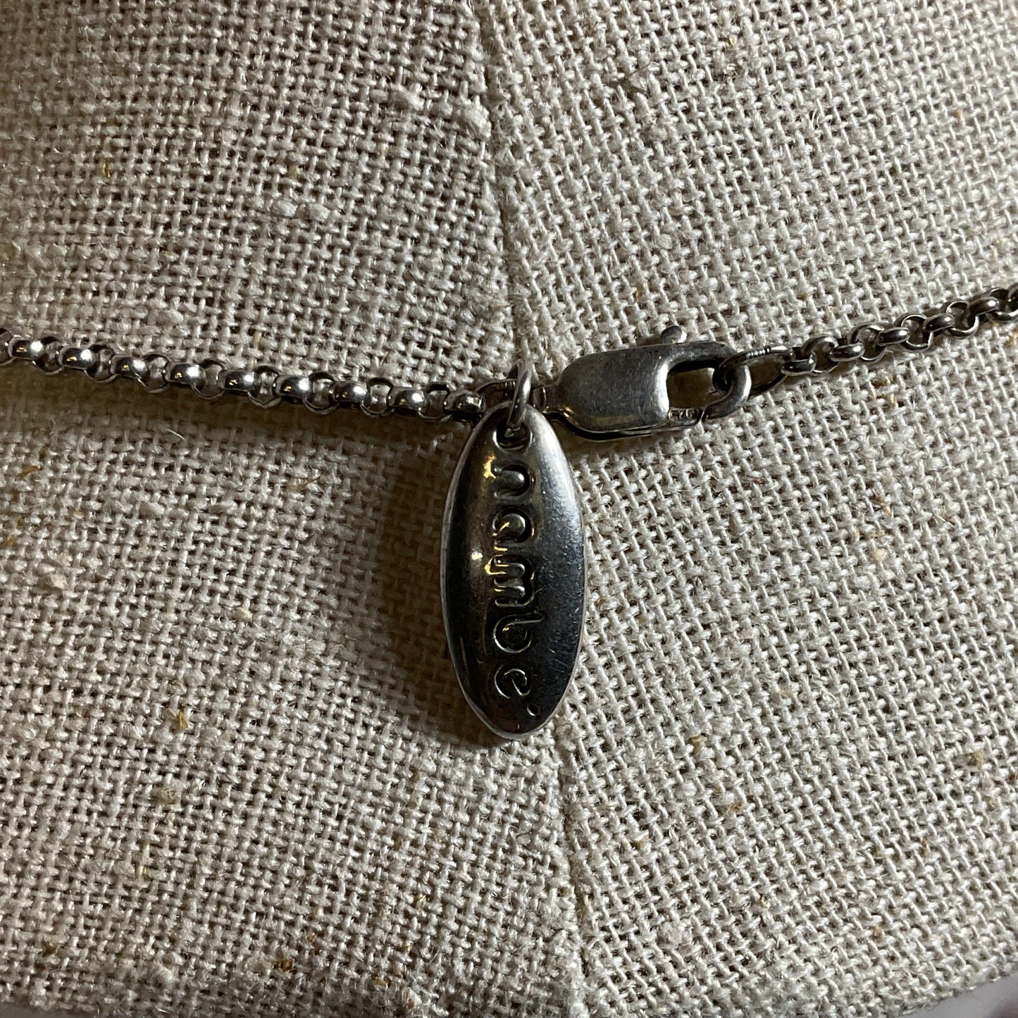 NAMBE Sterling Silver Circle Pendant 18" Rolo Chain Necklace- 14.55g