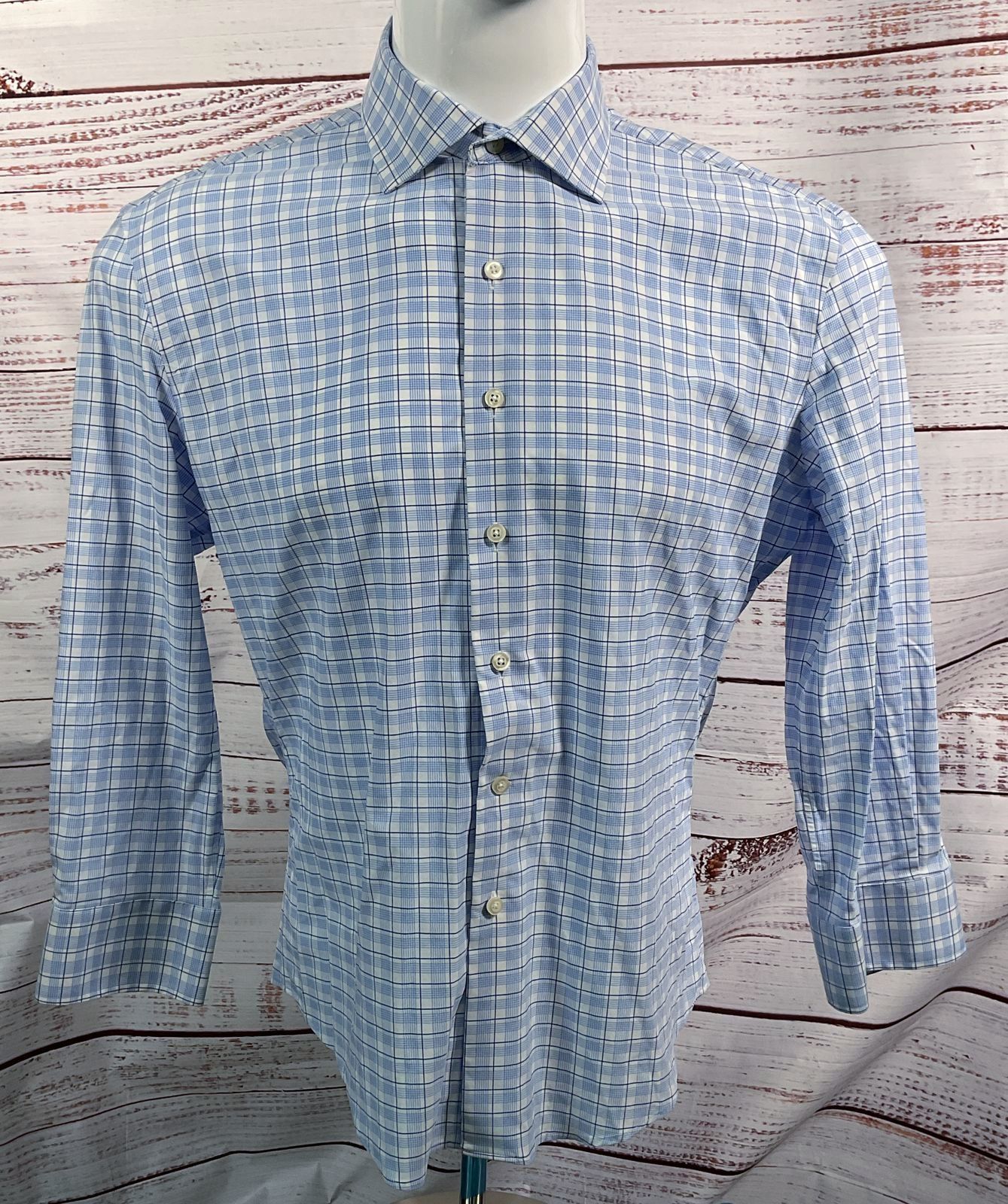 Liberty Shirt Co Plaid 3/4 Sleeve Shirt Blue