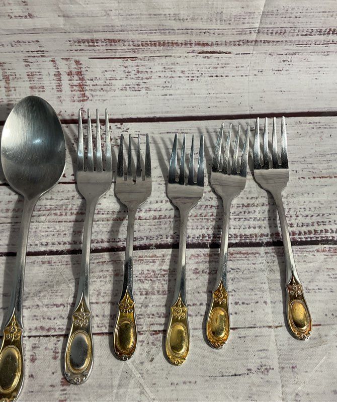 Set Of 14pc Godinger Grand Master Gold Electroplate Flatware Stainless Steel