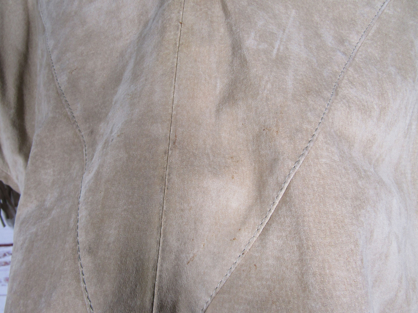 Vintage Scully Women's Beige Leather Fringe Top Size 14