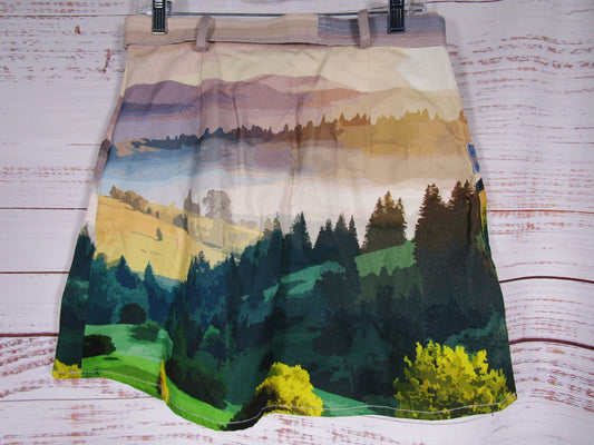 The Kit Mountain Postcard Women's Multi-Color Cargo Skirt Size L