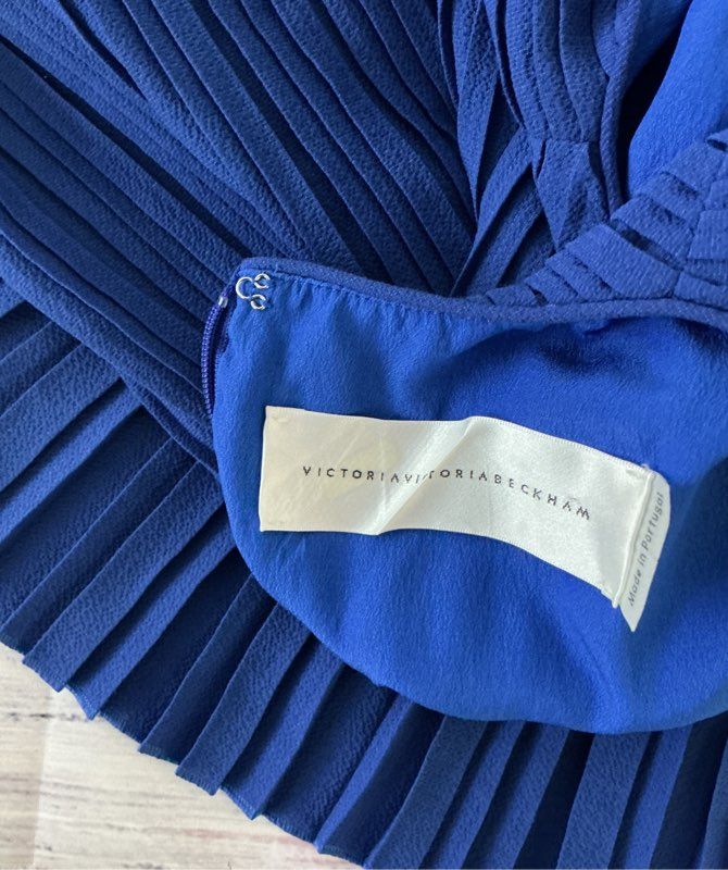 Women's Victoria Beckham Blue Sleeveless Cocktail Dress Size 4 Retail $600