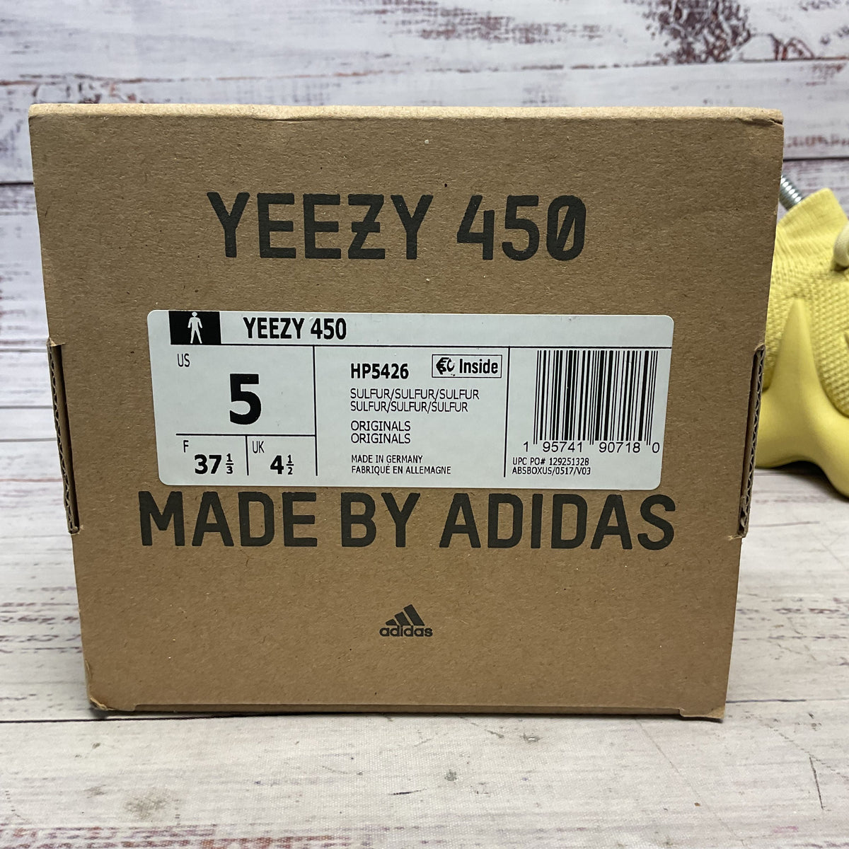 adidas Yeezy 450 Sulfur Yellow Sneaker HP5426 Shoe Size Men 5