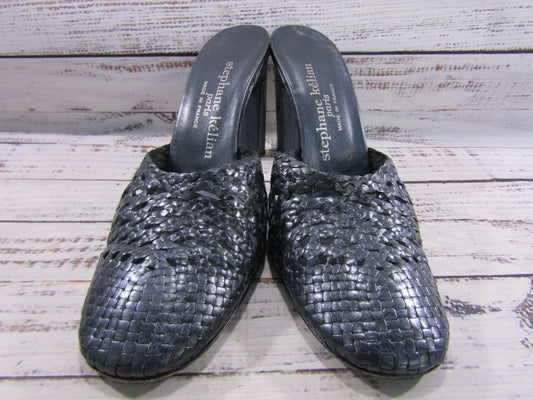 Stephane Kelian Women's Blue Leather Mule Sandals Size 6.5 Made in France