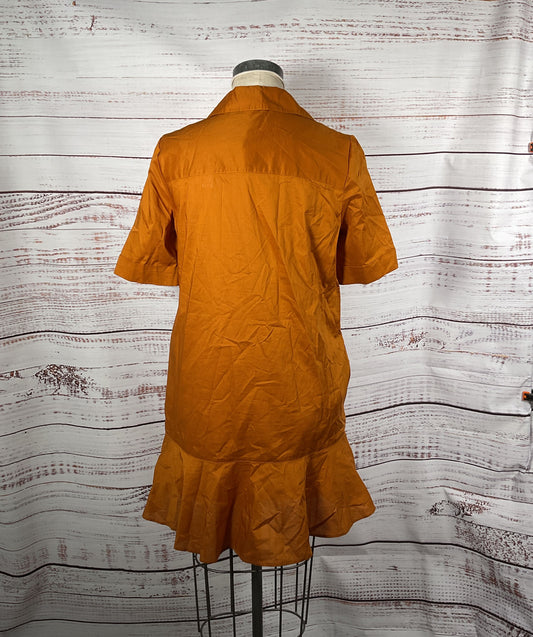 Comptoir Des Cotonniers Cotton Veil Short Sleeve Polo Dress Orange 38