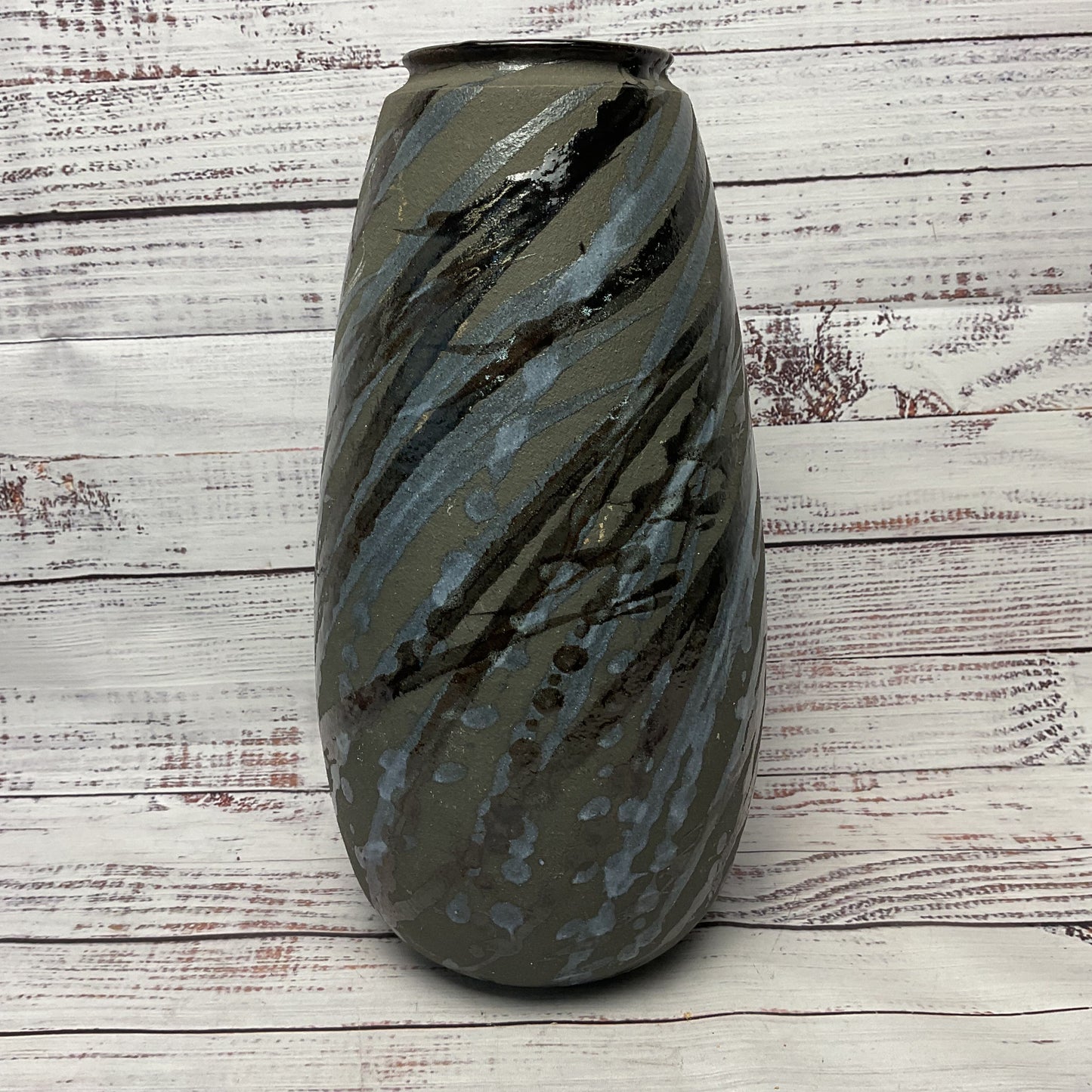 Nichibei Studio Potters Costantini Signed Striped Glaze 12" Vase