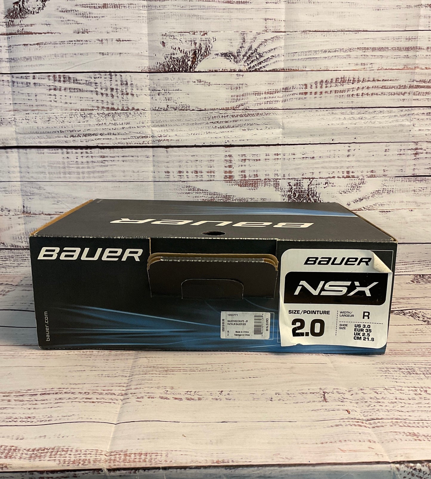 Bauer NSX Juniors Ice Hockey Skates- Black and Red, Size: 3 with Skate Guards