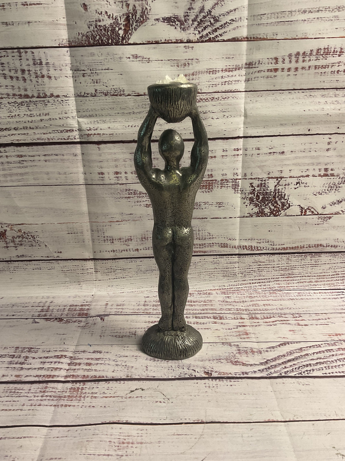 Patrick Meyer Pewter Muscular Man Candlestick
