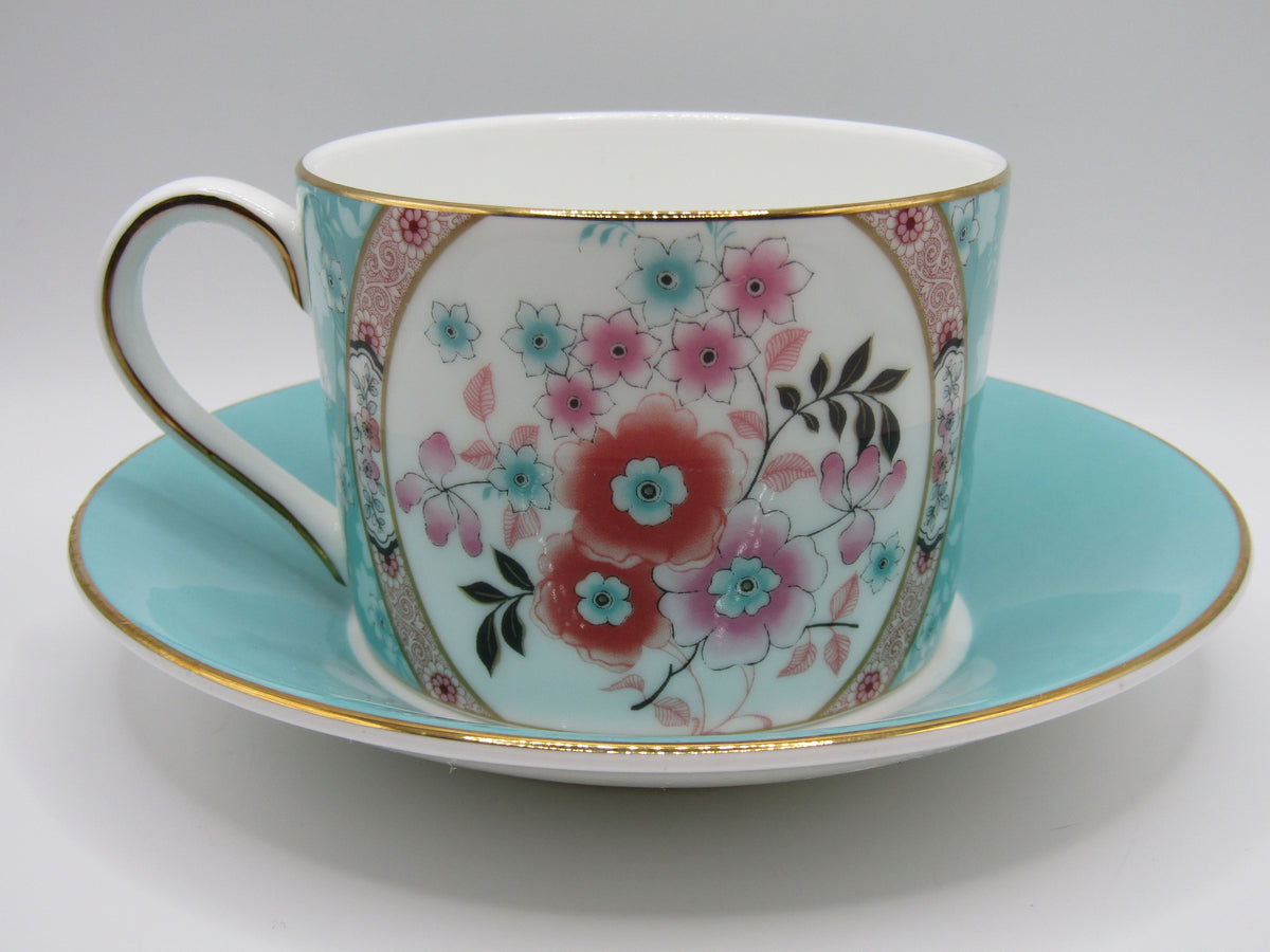 Wedgwood Wonderlust Camellia Bone China Flat Cup & Saucer Set