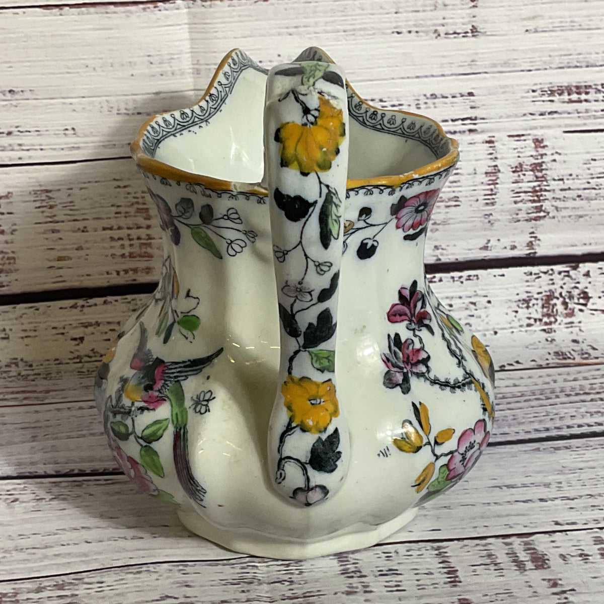 VTG. ASHWORTH BROS England Hanley Chinoserie Willow Handpainted Pitcher- 5.75"