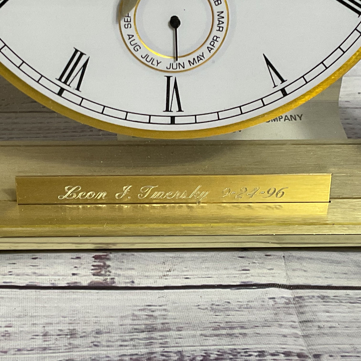 HOWARD MILLER 613-526 Brushed Brass Calenday Month, Date, Date Desk Mantel Clock