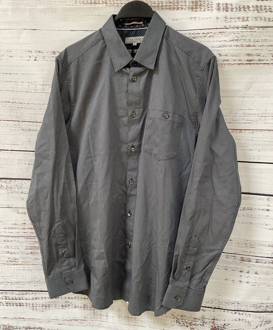 Ted Baker Men's Gray Cotton Blend Button Down Slim Fit Shirt Size L
