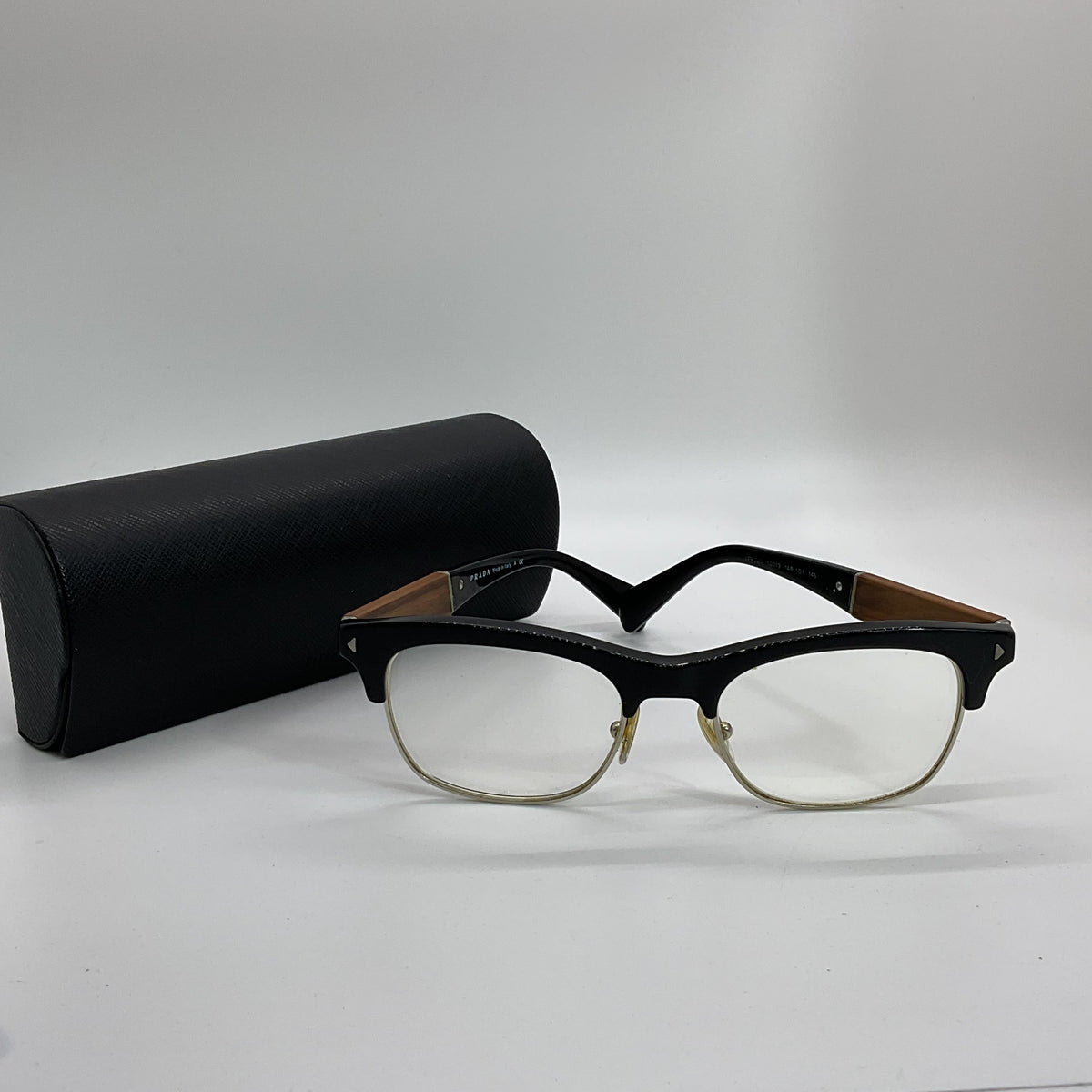 PRADA VPR220 Unisex Black/Brown Eyeglasses- 52[ ]19 145 (FRAMES ONLY)
