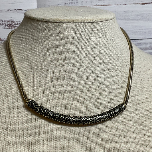 LAFAYETTE Silver Tone & Rhinestone Bar Pendant Necklace (MISSING 2 STONES)