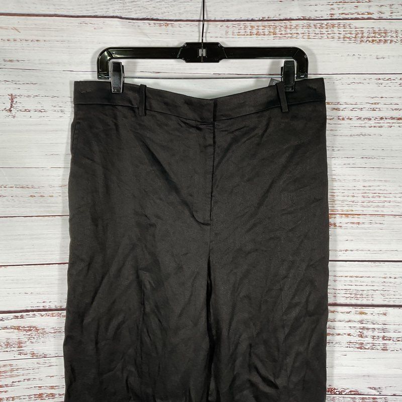 NWT Theory Classic Straight Black Linen Viscose Pants - Size 12 MSRP $345