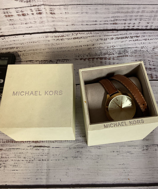 MICHAEL KORS MK2256 Stainless Steel Brown Leather Wrap Band Watch